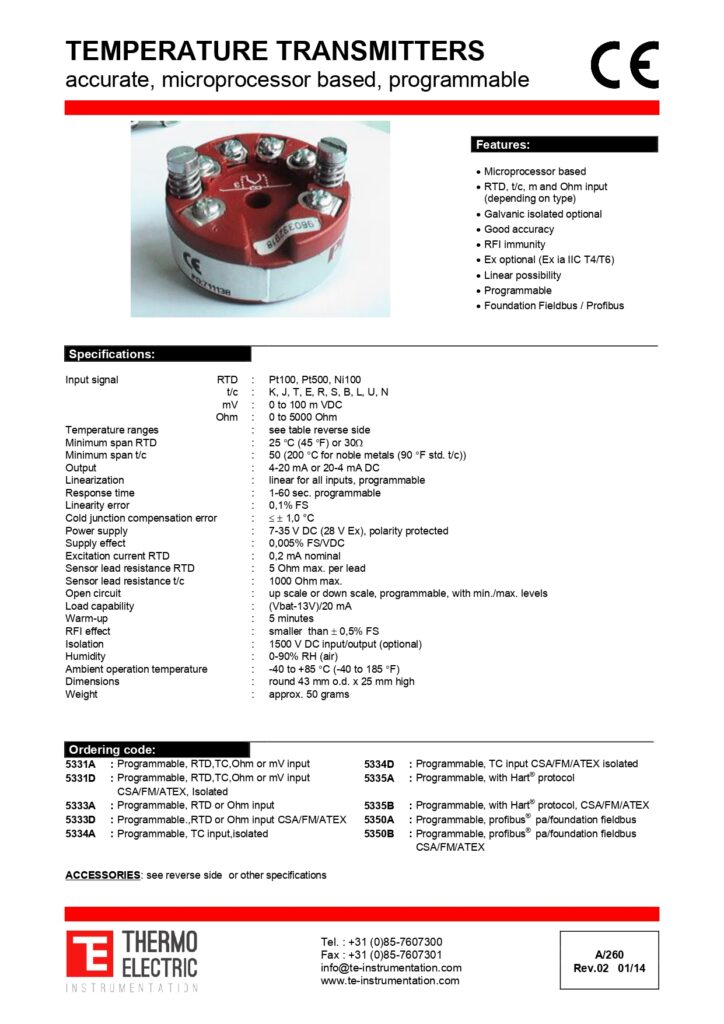 A260 Temperature Transmitters