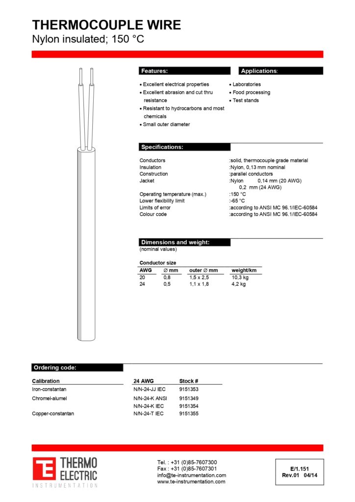 E1.151 Thermocouple Wire Nylon Insulated 105C
