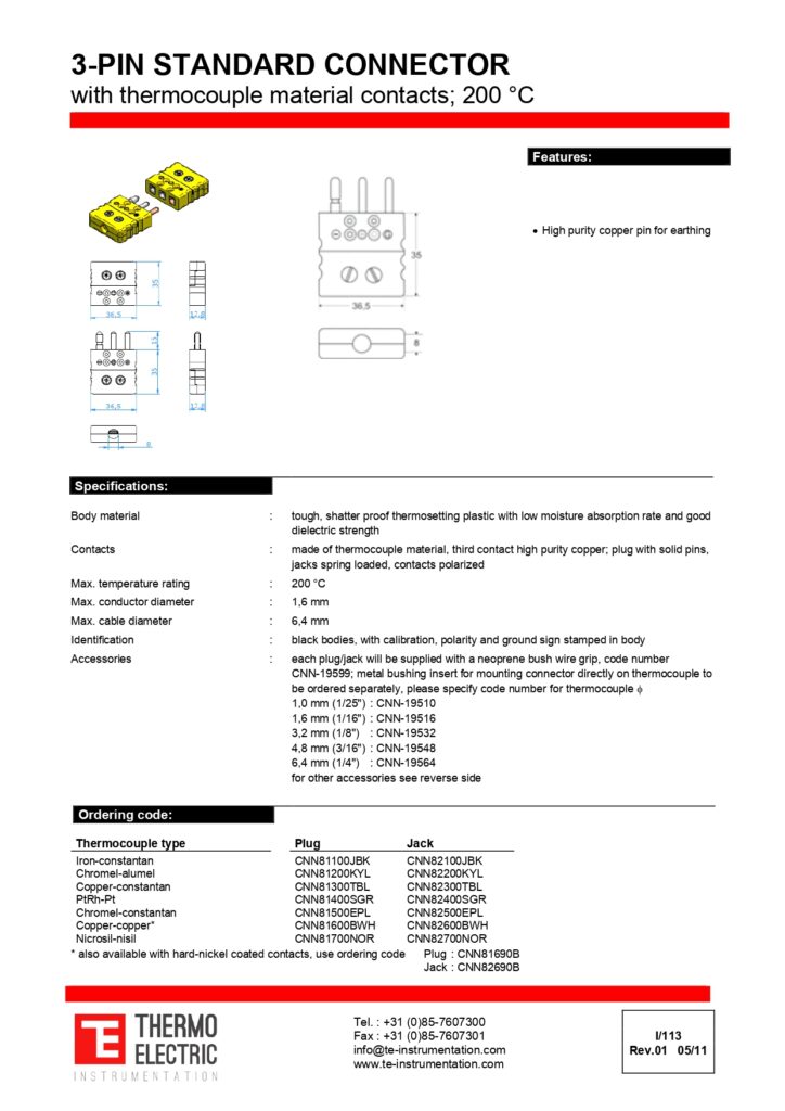 I113 3 Pin Standard Connector