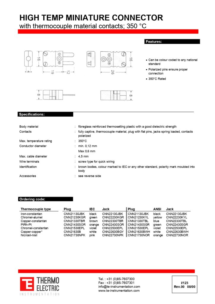 I123 High Temperature Miniature Connector