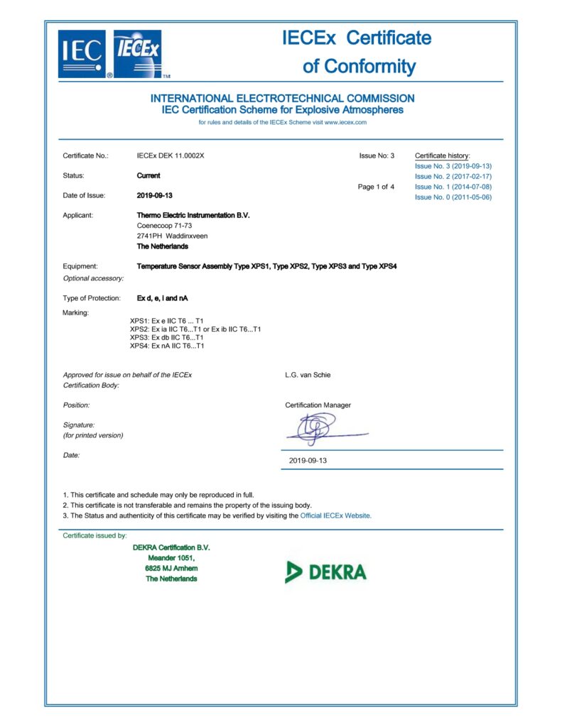 IECEx DEK 11.0002X issue 3